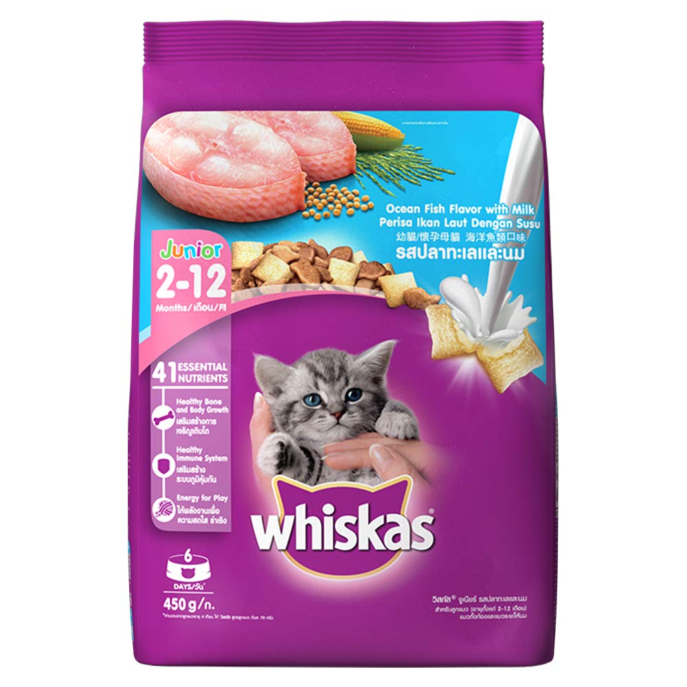 Whiskas Junior Dry Kitten Food Ocean Fish And Milk 450G - Cat Food